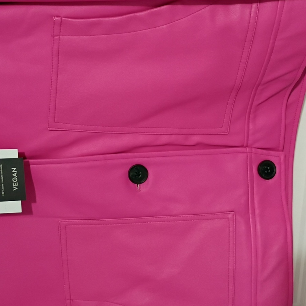 NVLT Anthropologie Jazzy Women's Size Large Pink Vegan Leather Jacket New - Picture 6 of 6